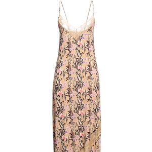 Floral Print Lace Chemise  VERDISSIMA Jersey Cami Night Dress Size M Bro